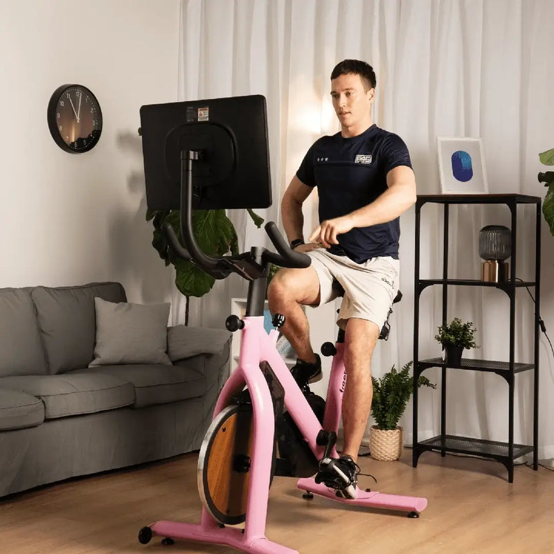 Freebeat™ Best-Selling Exercise Bike, Gamified Classes with Rotatable 22" HD Touchscreen, Pink